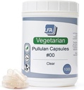 Tomme 00 Kapsler - Vegan Pullulan - 1000 Greve Vegetariske Kapsler Tomme - Forenede Fyldelige 00 Vegetabilske Piller Kapsler - Veggie Caps til Kapsel Fyldning Machine - Halal Kosher Tapioca
