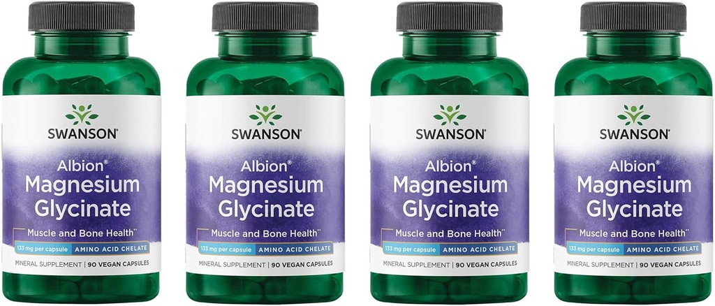 Swanson Chelated Magnesium 133 Milligram 90 Kapsler (4 Pack)