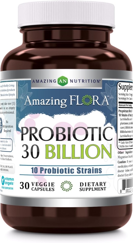 Amazing Flora Probiotic 10 Best Probiotika Strops Name 124; 30 Billion Beeg 124; Veggie Kapsler Supplement 124; Non- Gluten Free