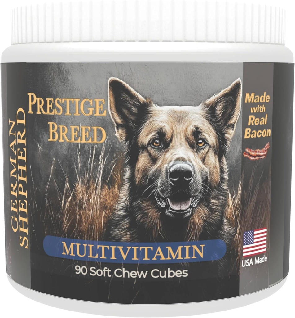 Multivitamins, Balanced Nutrition for Your German Shepherd, 90 Count, Made in The USA with Real Bacon