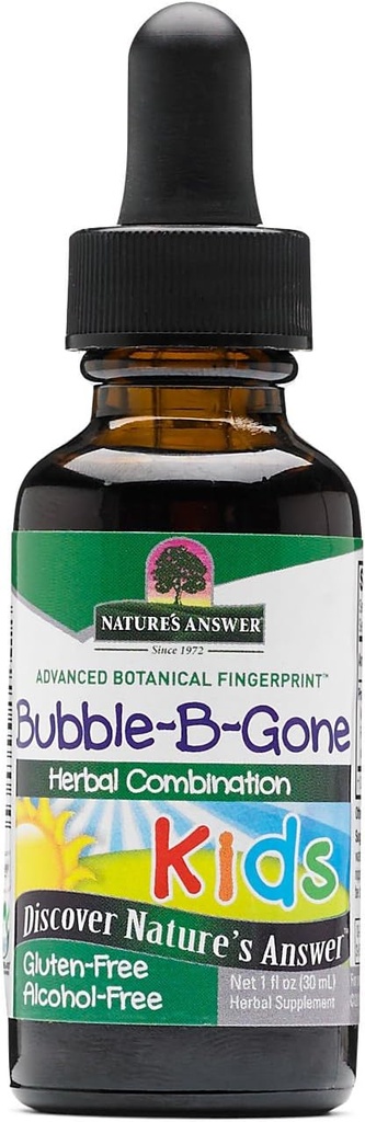 Naturens svar - Kid- Bubble- B- Borte, 1oz Alkohol Free Liquid Colic Gas Relief hos spædbørn og børn