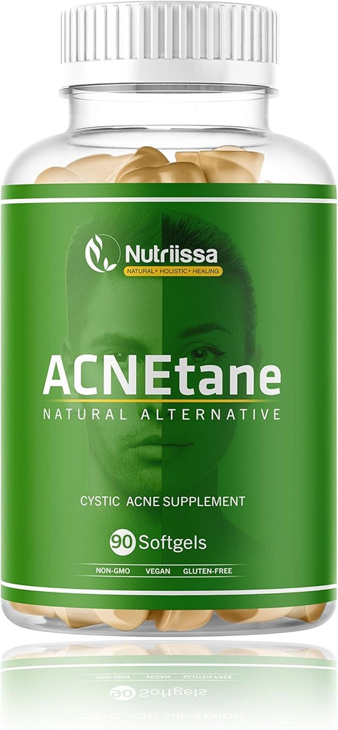 ACNETANE - Alle naturlige vitamintilskud til behandling af Acne, 90 Veggie Softels (Treats Hormonal, Puberty, & Cystic Acne Internally)