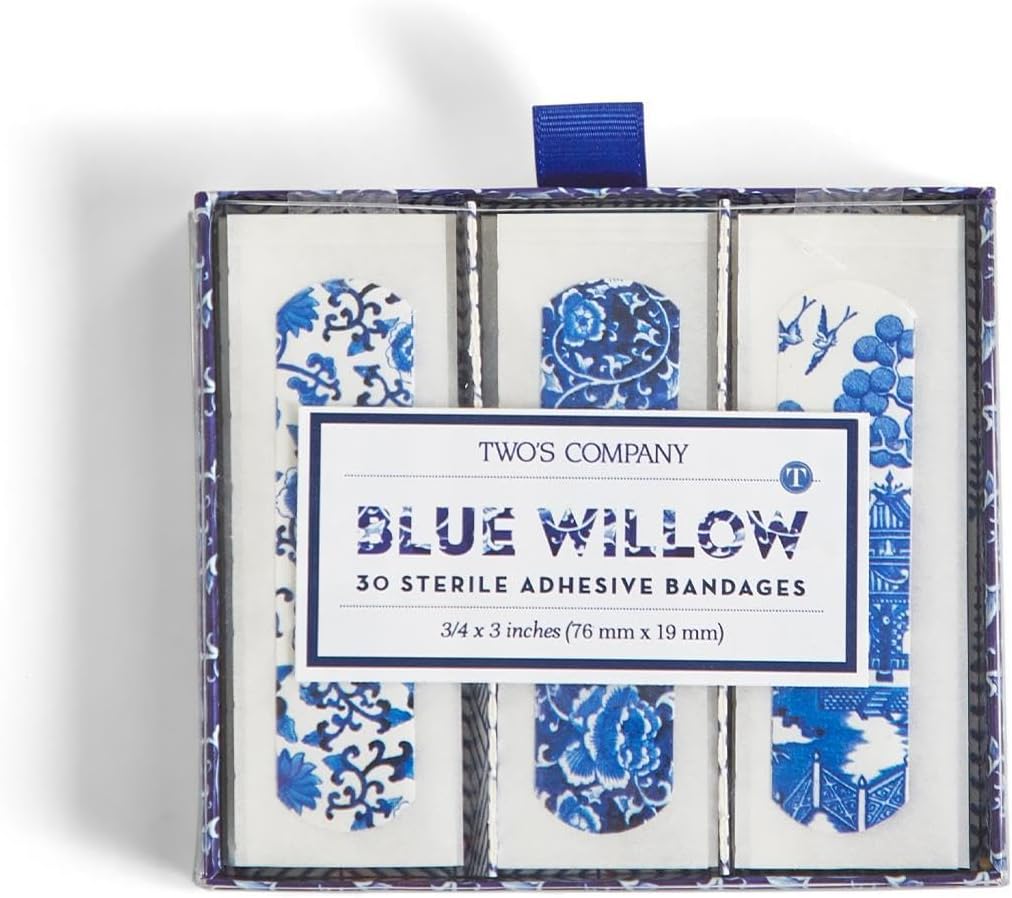 Two 's Company 53560 Blue Willow Bandages i gaveæske, 30 stykker, 3-tommer Længde, Plastic, White