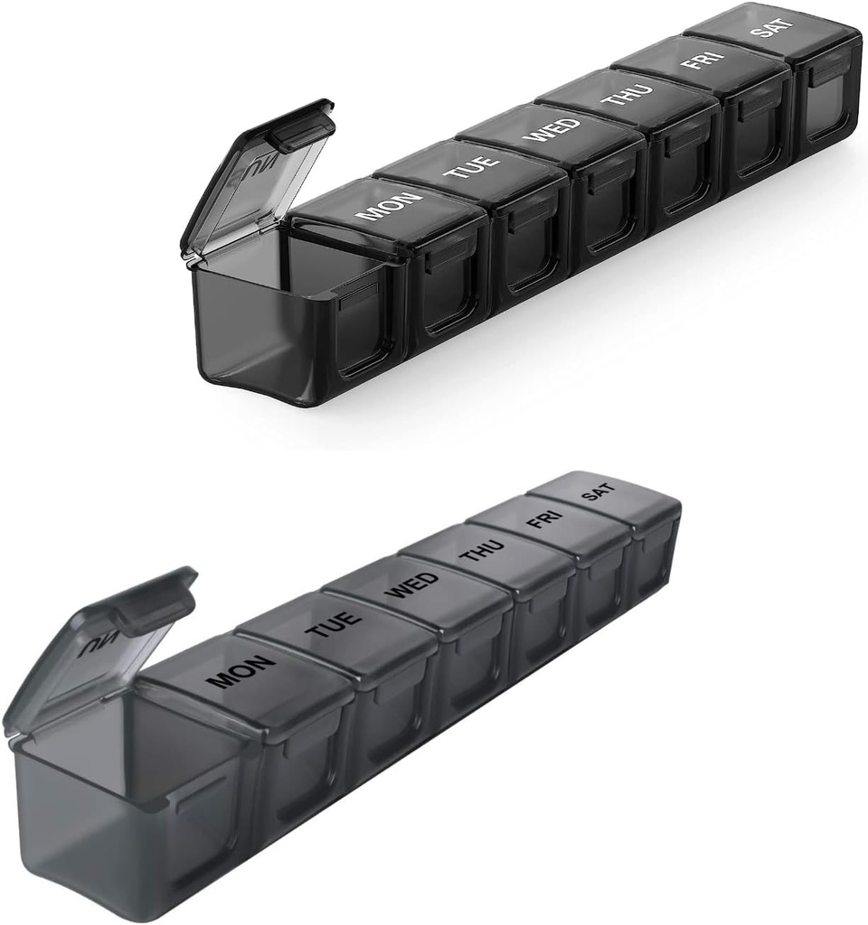 2 Pack Extra Large Pill Organizer, Sukuos Weekly Pill Case med Clear Lid, Gigt Friendly Medicine Organizer til piller / Vitamin / Fish Oil / Kosttilskud, BPA Gratis, Let at rengøre
