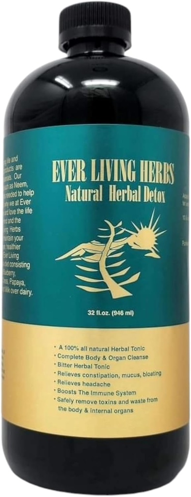 Natural Herbal Detox with Moringa for nutrients and deep Cleansing with Neem, Burdockroot, Dandelion 32 oz.