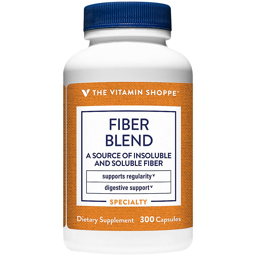 Den Vitamin Shoppe Fiber Blend, En naturlig kilde til Uopløselig og Opløselig Fiber, Understøtter fordøjelsessygdomme og regelmæssighed (300 kapsler)