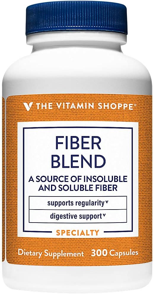 Den Vitamin Shoppe Fiber Blend, En naturlig kilde til Uopløselig og Opløselig Fiber, Understøtter fordøjelsessygdomme og regelmæssighed (300 kapsler)