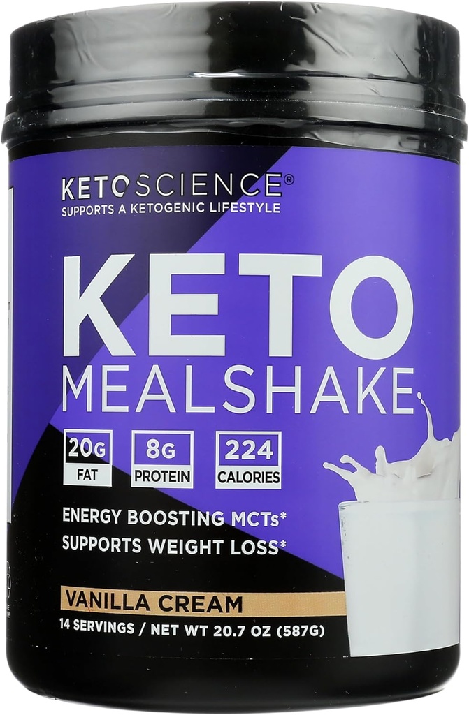 Keto Science Vanilla Cream Ketogent Meal Shake Kosttilskud, Paleo Friendly, 20.7 Ounces (pakke med 1)