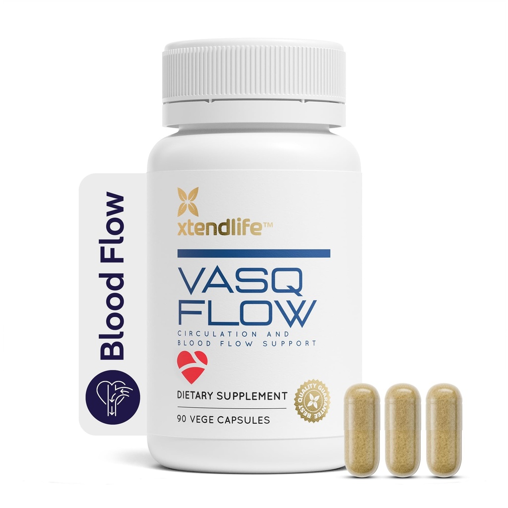 Xtenenlife VasQFlow nitrogenoxid booster - for cirkulation, blodgennemstrømning, hjerte & muskel Support-med rød spinat ekstrakt & aged hvidløg - 1 måned Tilgang (90 Tæl)
