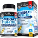 Triple Strength Omega 3 Fish Oil Supplement - 2250mg EPA DHA Omega 3 Fedtsyrer fra Fresh Wild Caught Fish, Burpless Lemon Flavor Formel understøtter øje sundhed og meget mere, Gluten Free, 180 Softgels