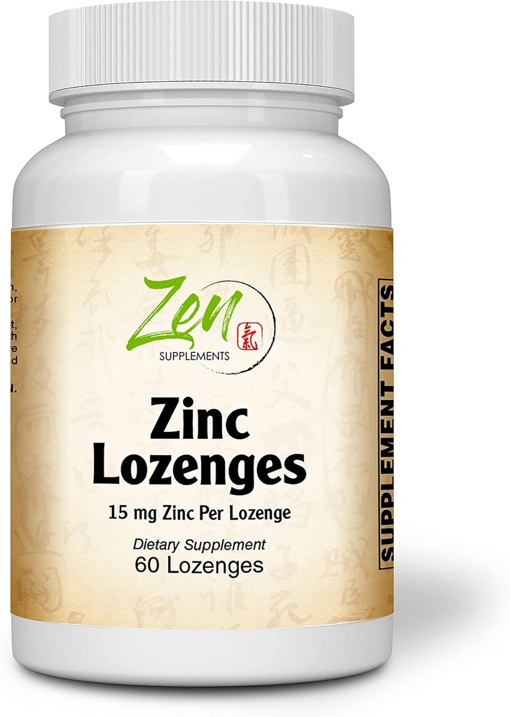 Zen Kosttilskud - Zink Lozenges 15 Mg immunforsvar Antioxidant Supplement & Great Tasting Zink 60- Lozenge