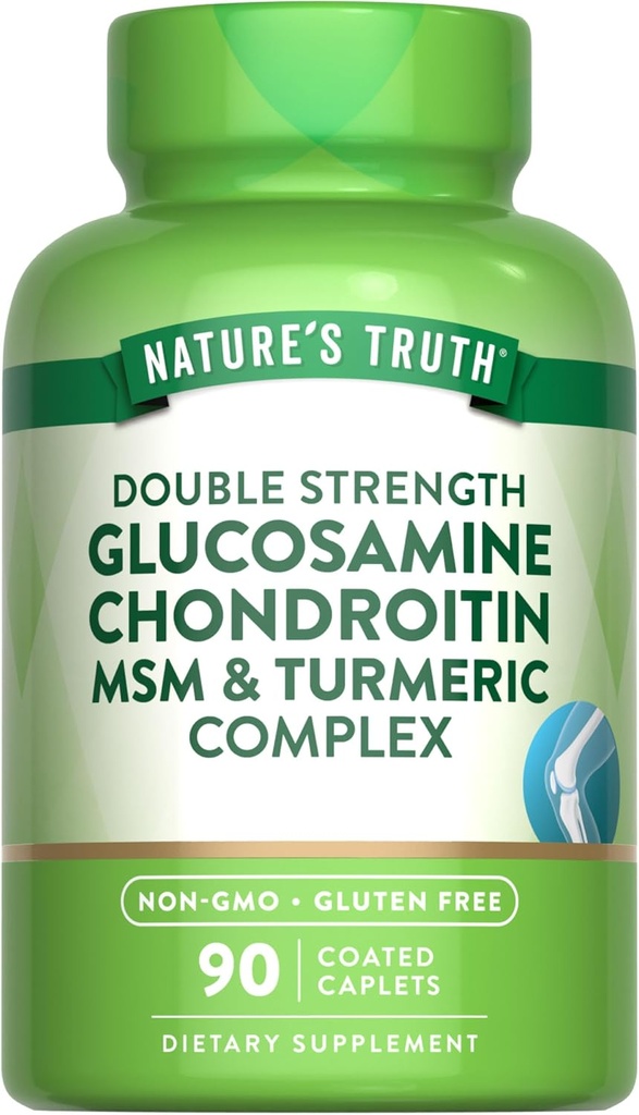 Nature 's Truth Glucosamine Chondroitin MSM Complex ttesmå 124; 90 Caplets ttesmå 124; med gurkemeje 124; Double Strength MSM 124; Non- GMO & Gluten Free Supplement