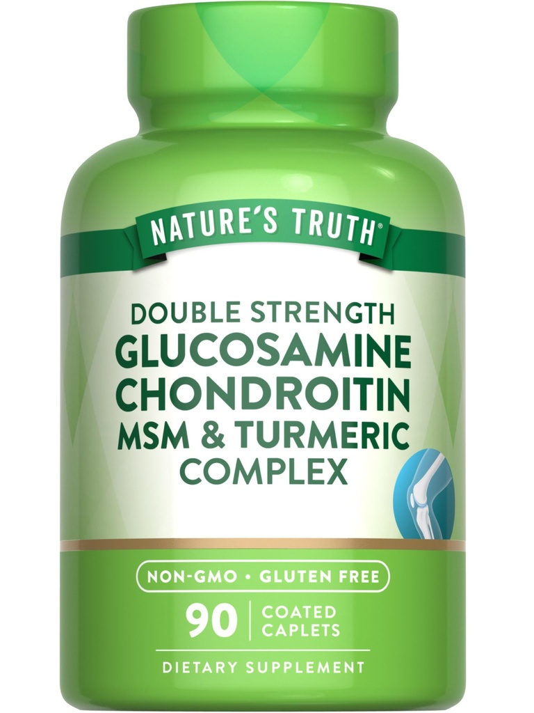Nature 's Truth Glucosamine Chondroitin MSM Complex ttesmå 124; 90 Caplets ttesmå 124; med gurkemeje 124; Double Strength MSM 124; Non- GMO & Gluten Free Supplement