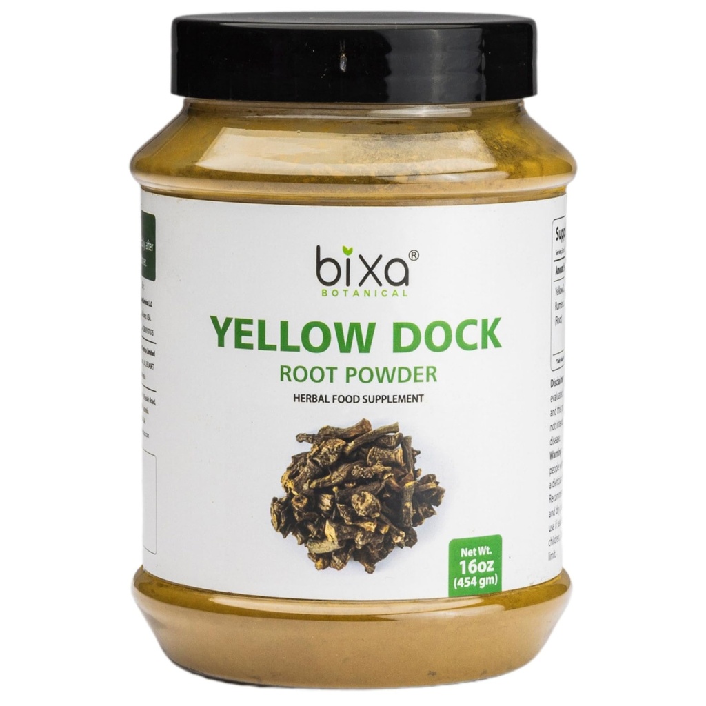 bixa BOTANICAL Yellow Dock Powder (Rumex Crispus) Herbal supplement til kroniske hudproblemer nogensinde 124; Ayurvedic Herb, hjælper med at reducere kløende sensation og inflammation af nasal passager. (454 bedstemor (16 Oz))