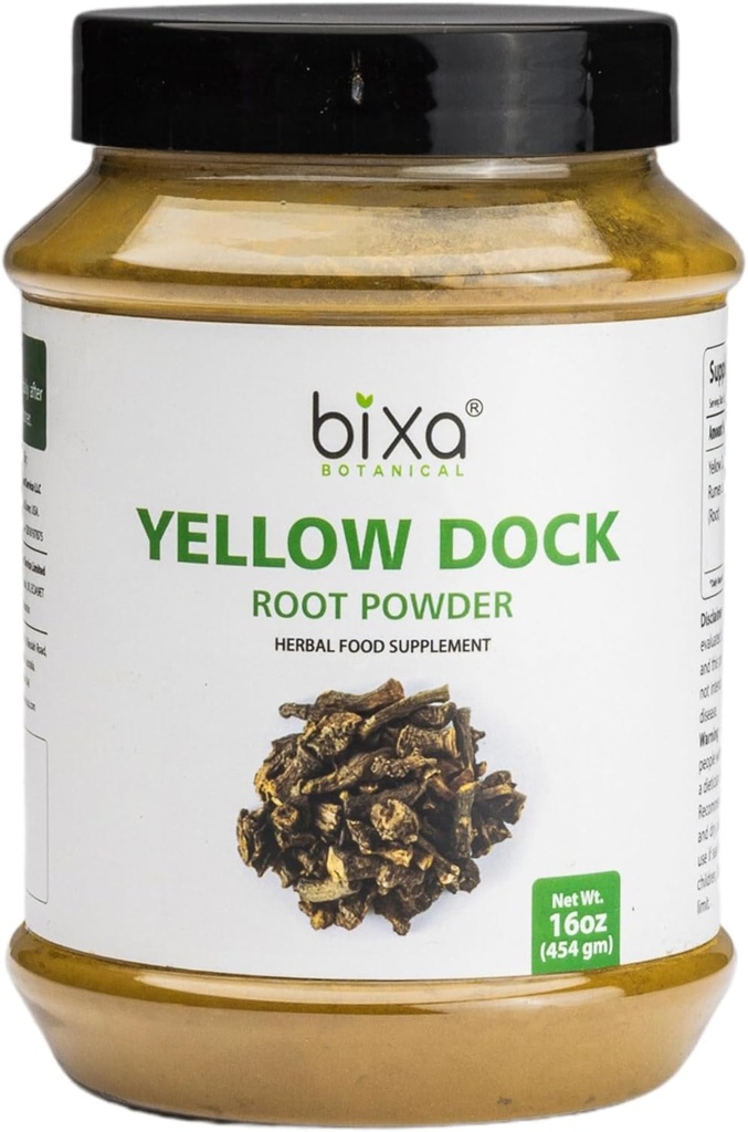 bixa BOTANICAL Yellow Dock Powder (Rumex Crispus) Herbal supplement til kroniske hudproblemer nogensinde 124; Ayurvedic Herb, hjælper med at reducere kløende sensation og inflammation af nasal passager. (454 bedstemor (16 Oz))