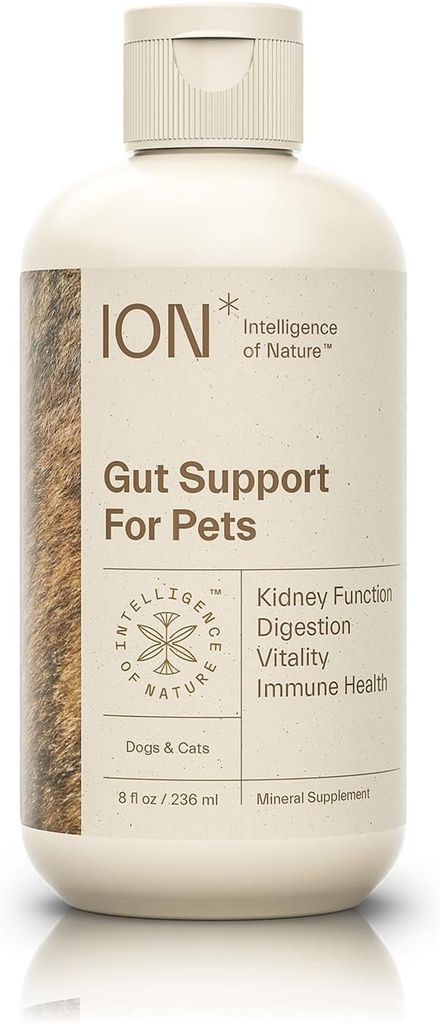 ION * Intelligence of Nature Gut Support for Kæledyr - Flydende Probiotika Drops Alternativ for Hunde & Kat, Fordøjelsessundhed for Hvalpe, Hud & Hår Sundhed - 8 fl oz (pakke med 1)