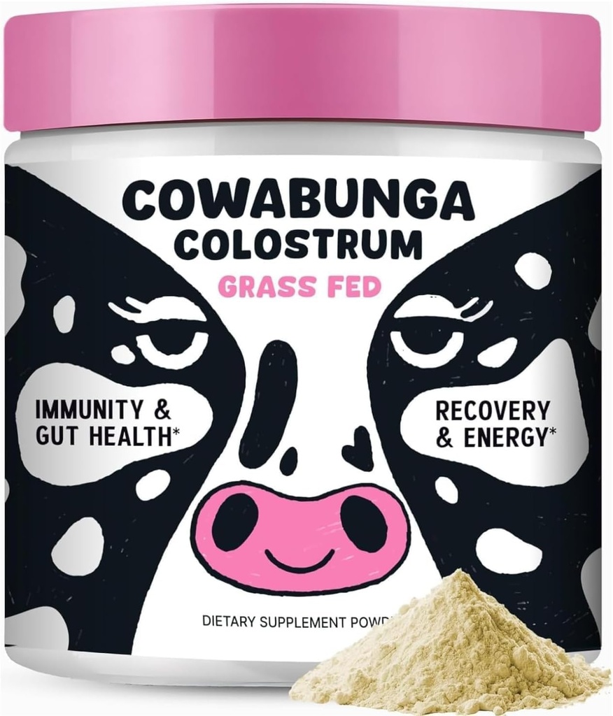 SonoHealth Cowabunga Colostrum - Premium, Pure & Uændret Colostrum Powder supplement - for immunforsvar, Gut Health, Muscle Support & Wellness - Kosher & Halal Certified Calostro