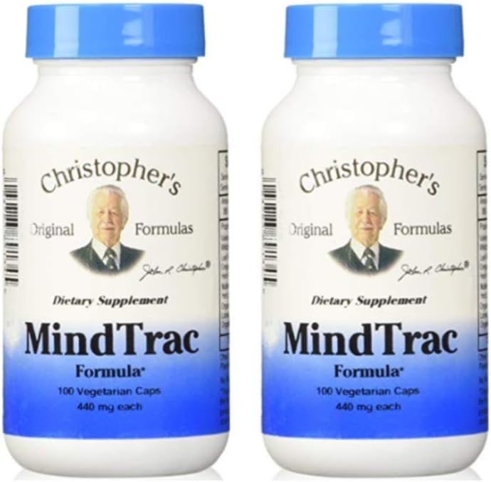 Christopher 's Original Formulas MindTrac Formel, Natural Mood Support & Memory Supplements 100 Caps - Pakke af 2