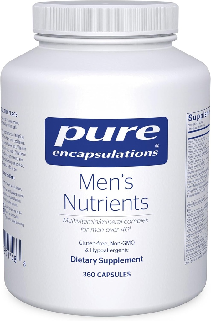 Pure indkapslinger Mænds Nutrients - Multivitamin Mineral supplement til støtte energi, Endurance & Stamina hos mænd over 40 * - med D-vitamin, C-vitamin & trace mineraler - 360 kapsler