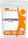 BulkSupplements.com L- Tryptophan Powder - Tryptophan Supplement, Aminosyretilskud - Gluten Free, 500mg per servering, 100g (3,5 oz) (pakning med 1)