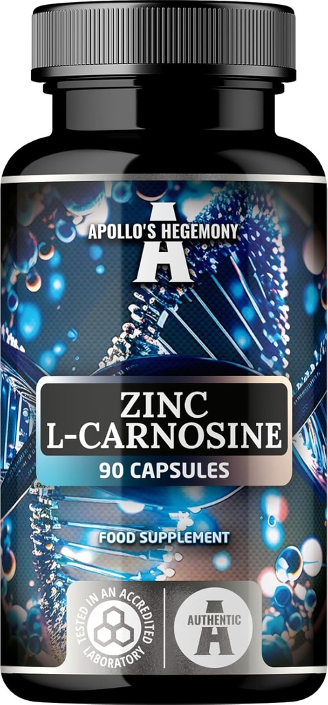 Zink L- Carnosine 37, 5 mg per kapsel, 90 Vegankapsler, 3 Måneder Supply, Zink supplement og Aminosyre Beta-Alanine, ved Apollos Hegemony.