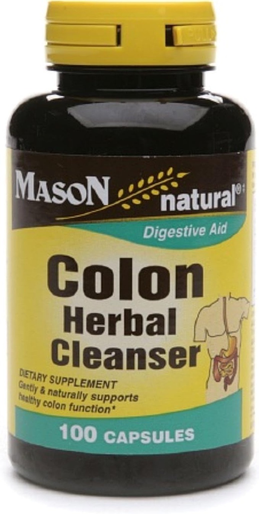 MASON NATURAL Herbal Colon Cleanser, 300 Day Supply, Kosttilskud Understøtter fordøjelsessygdomme med Opløselige fibre, Probiotika & Urter, 3 Pack