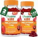 Levedygtig Melatonin 1 mg 1 mg 1 gang dagligt 125; stor smag Melatonin Gummies Kids 1 gang dagligt 125; Gluten Free Vegetarian GMO- Free Chewable 124; Hjælper med at falde i søvn og sove 12 gange dagligt; for børn, Teen og Toddler 1 gang dagligt 124; 2 pakker - 120 Gummies