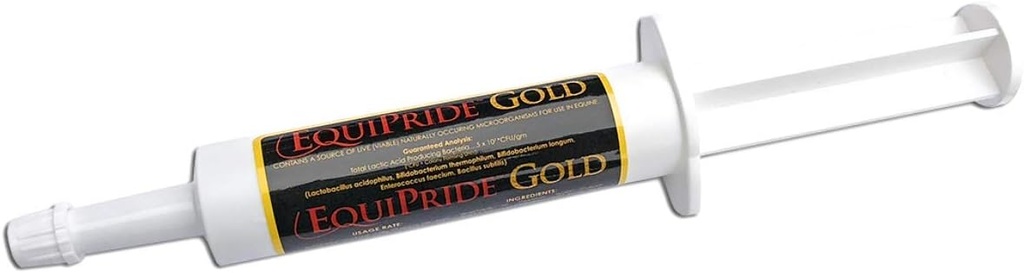 Guld med ProBiotein Understøtter Hesten ved at forbedre Appetite og foder udnyttelse i løbet af tider af stress. Brug før og efter konkurrence, Trail Rides, eller bugsering.
