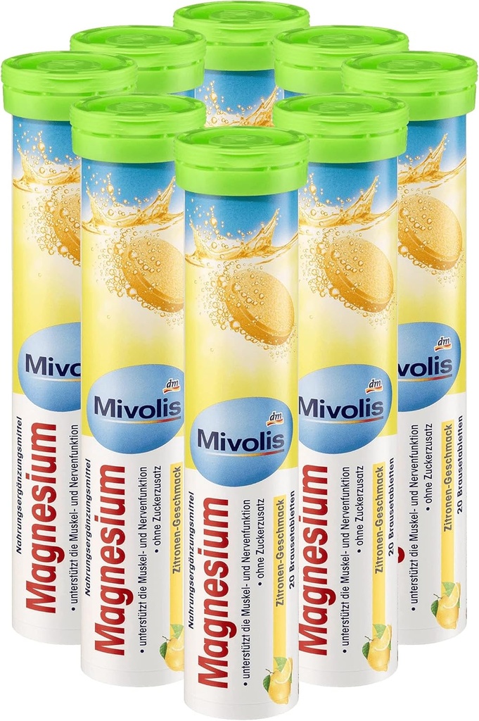 Mivolis Magnesium brusetabletter - Kosttilskud 8 Rør x 20 stk