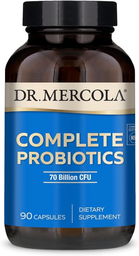 Dr. Mercola Complete Probiotika - 90 Tjenester - Daily Probiotic Supplement - 70 Millioner CFU - Acid & Bile resistent - fremmer fordøjelsessygdomme og støtter immunsystemet