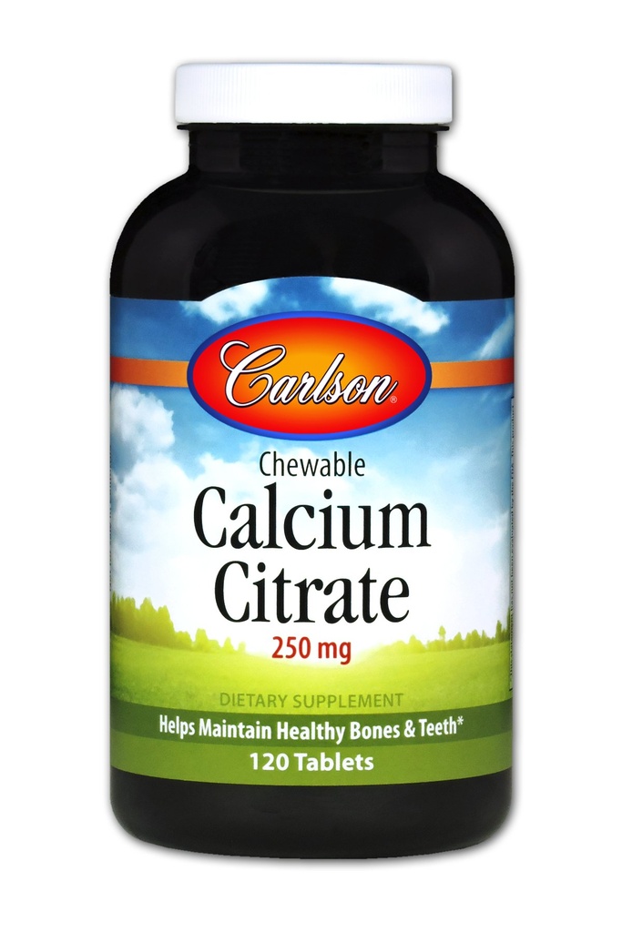 Carlson Chewable Calcium Citrate 250 mg, Vanilla, 120 tabletter