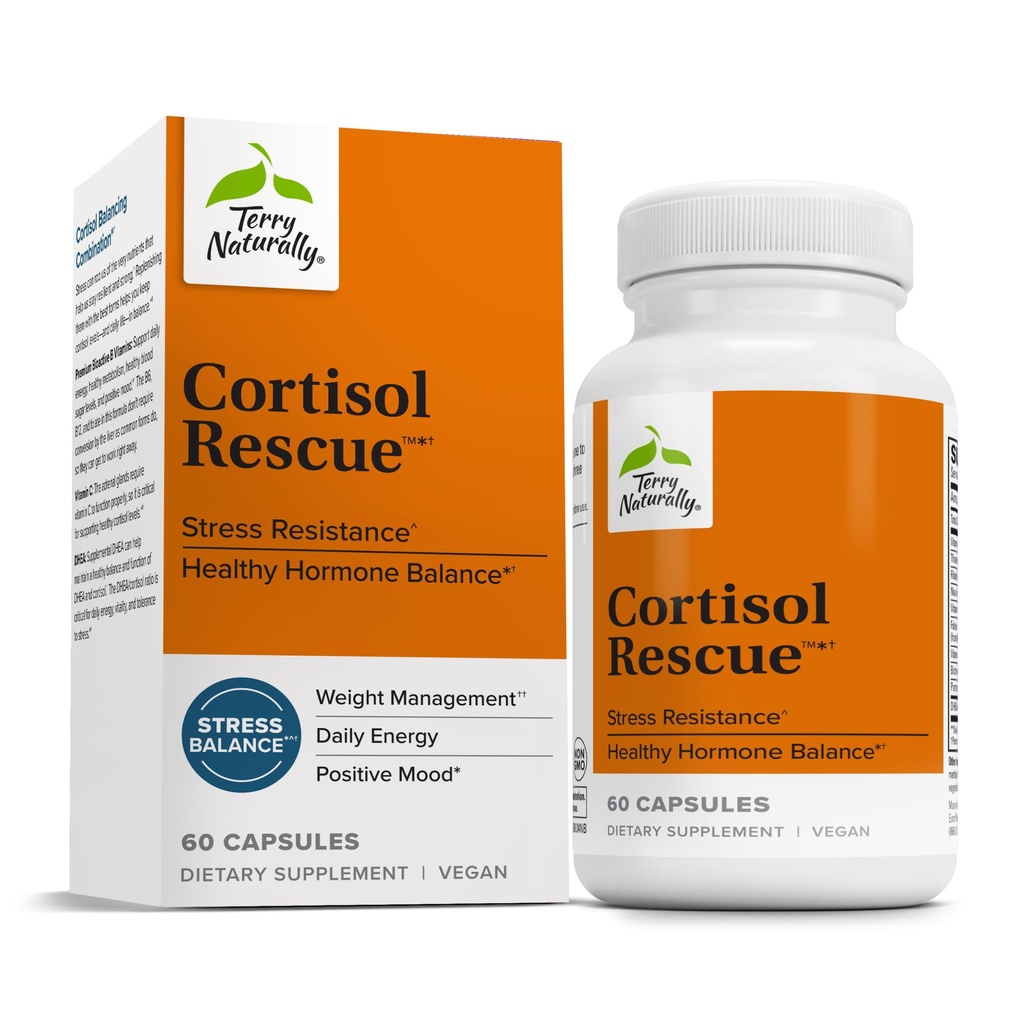 Terry naturligt Cortisol Rescue - Stress Response Support med C-vitamin & bioaktive B-vitaminer - Adrenal Health & Energy Support - 60 kapsler (60 Servere)