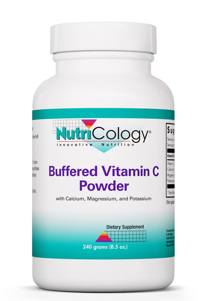 Nutricology Buffered Vitamin C Powder - Calcium, Magnesium, Kalium, Ascorbic Acid, Kumme Tolerance, High- Renhed, Høj dosis, Calciumcarbonat - 8,5 Oz