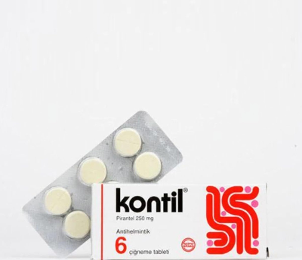 Kontil 6 tabletter 250 mg PYRANTEL PAMOATE hurtigt og nemt eliminerer Pinorm Infektion