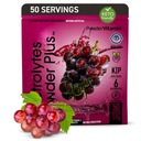 PowderVitamin Electrolytes Powder Plus (50 Servere) Grape Electrolyte Powder Zero Calorie Keto, 0 Sugar, No Maltodextrin, 1000mg Kalium, 120mg Calcium, 120mg Magnesium, Hydrationspulver