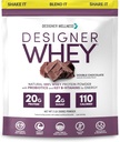Designer Wellness, Designer Whey, Natural Whey Protein Powder with Probiotics, Fiber, and Key B-Vitamins for Energy, Gluten-Free & Kosher, Double Chocolate, 2 lb
