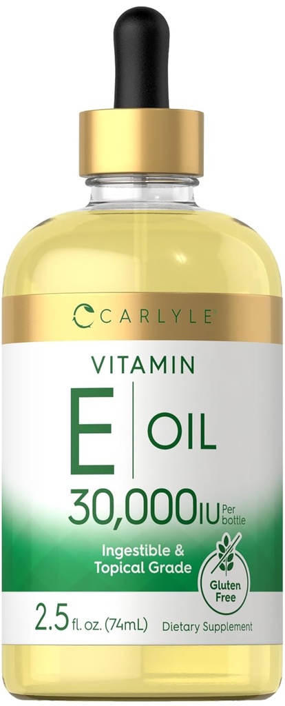 Carlyle E-vitamin Oil 12. 4; 30. 000 IE 10. 4; 2. 5 fl oz 12. 4; Ingestible & topical Grade 124; Fugtgivende for hud 12. 4; Vegetar, Non- GMO, Gluten Free Supplement