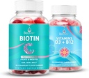 BeLive biotin og multivitamin D3 & B12 Bundle for hårvækst, sund hud & negle, forbedret ben & muskel styrke, jord sundhed og energi