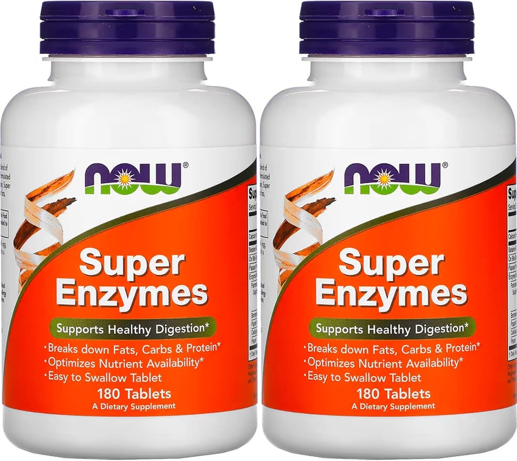Now Foods Super enzymer, 180 tabletter (180 tabletter X 2)