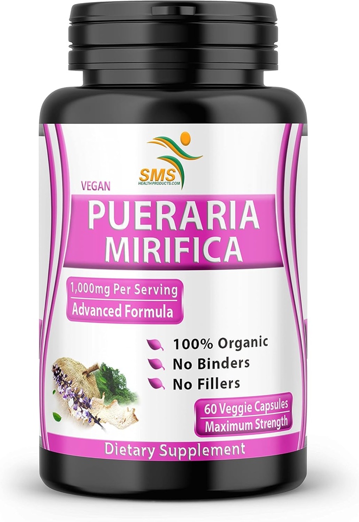 Pure Pueraria Mirifica Supplement 500mg Root Extract Powder Importeret fra Thailand - fremmer kvinders sundhed, Organic Natural Herbal, 60 Veggie Kapsler