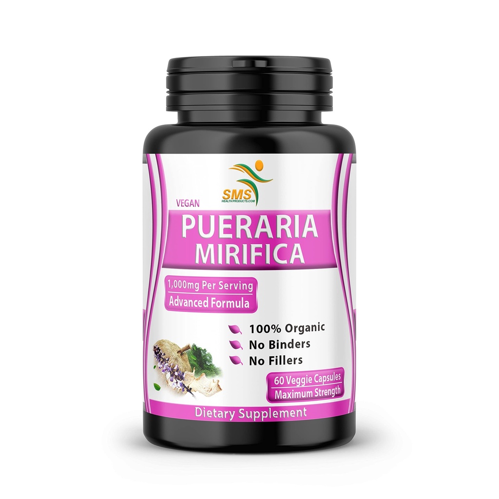 Pure Pueraria Mirifica Supplement 500mg Root Extract Powder Importeret fra Thailand - fremmer kvinders sundhed, Organic Natural Herbal, 60 Veggie Kapsler