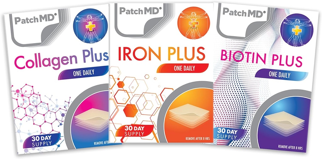 Iron Plus, Collagen, & Biotin Plus temapatch bundle - 30 dages forsyning