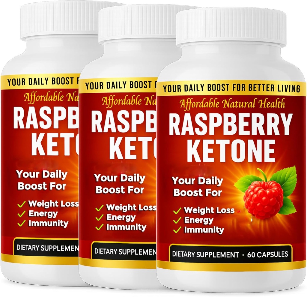 Raspberry ketonkapsler, All- Natural Formel, Kan støtte aktiv sund livsstil, 1000 mg tillæg, 180 kapsler, 6 måneder Supply, Vegan, Ikke GMO