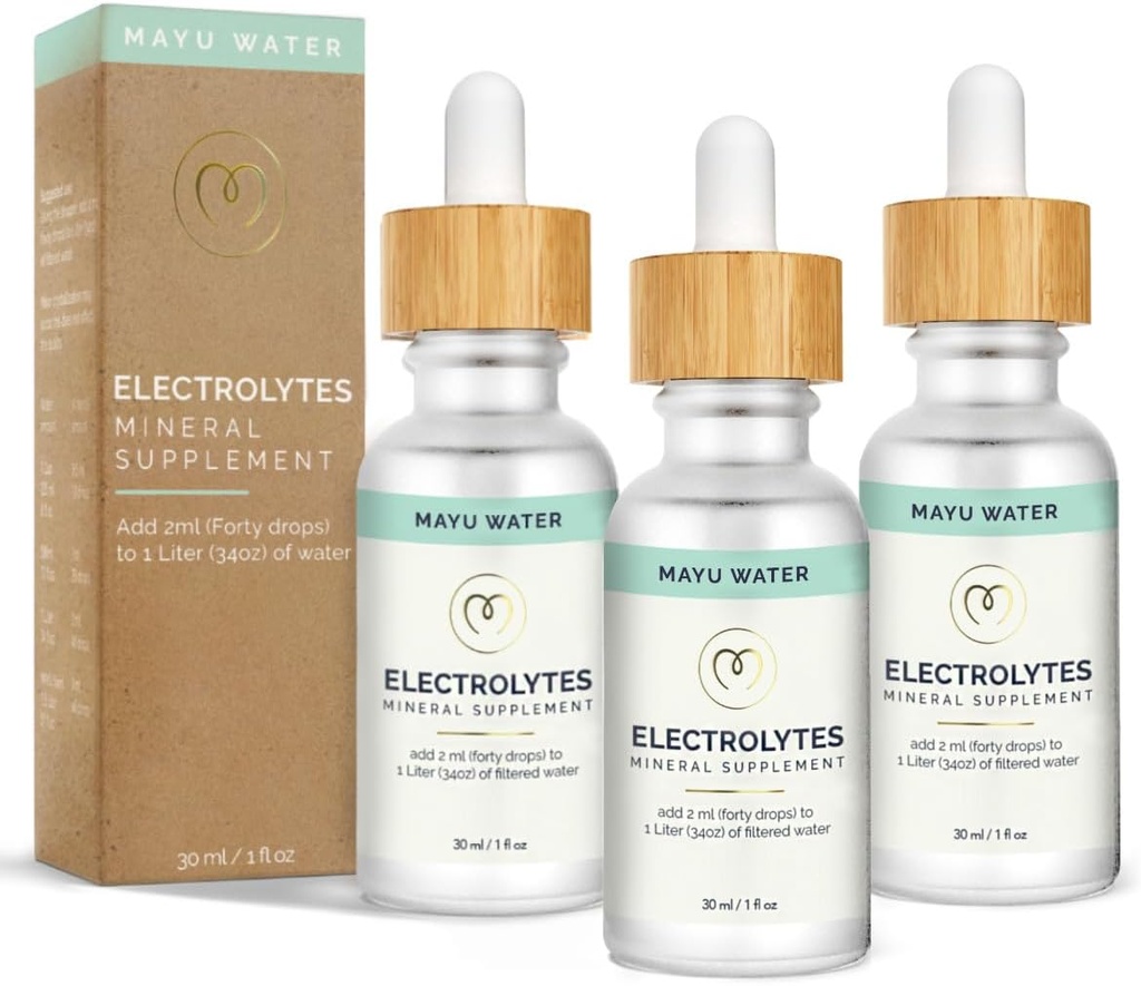 MAYU Electrolyte Water Drops - Hurtig absorption Mineral Drops for Drikkevand, Hydration Essential Minerals Mix - 100% Pure Natural Minerals, Dehydration Solution, Sugar Free Electrolytes -30 ml (3)