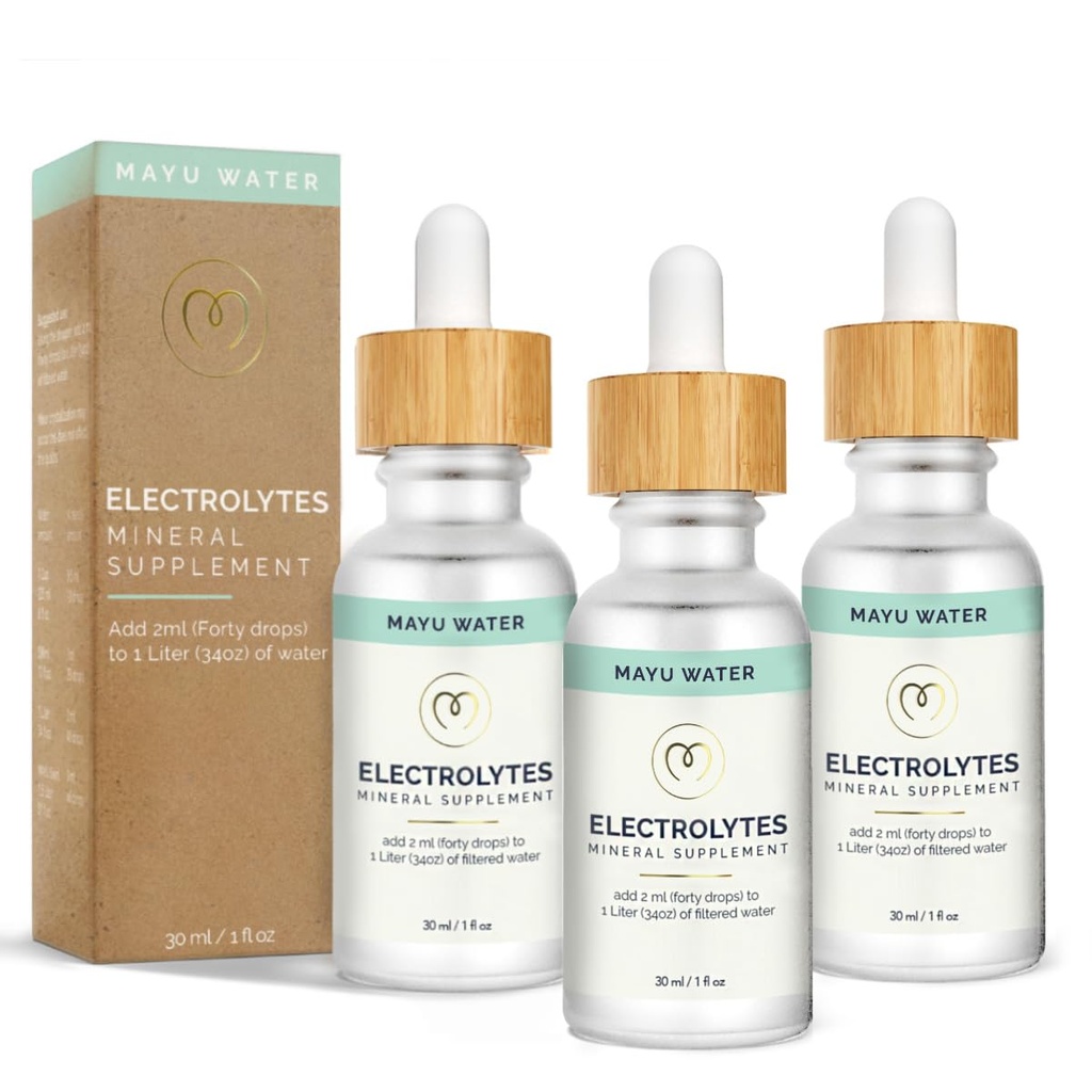 MAYU Electrolyte Water Drops - Hurtig absorption Mineral Drops for Drikkevand, Hydration Essential Minerals Mix - 100% Pure Natural Minerals, Dehydration Solution, Sugar Free Electrolytes -30 ml (3)