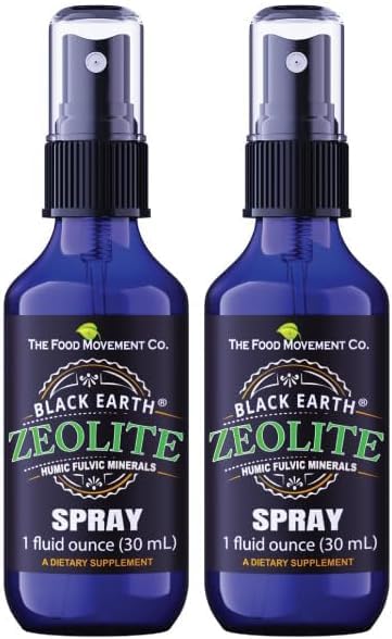 Black Earth Zeolite med Humic Fulvic Acid, Trace Minerals, for voksne og børn støtter Gut sundhed, immunforsvar, fordøjelse og eliminering og mere 1oz flydende pumpe spray supplement (2 Pack)
