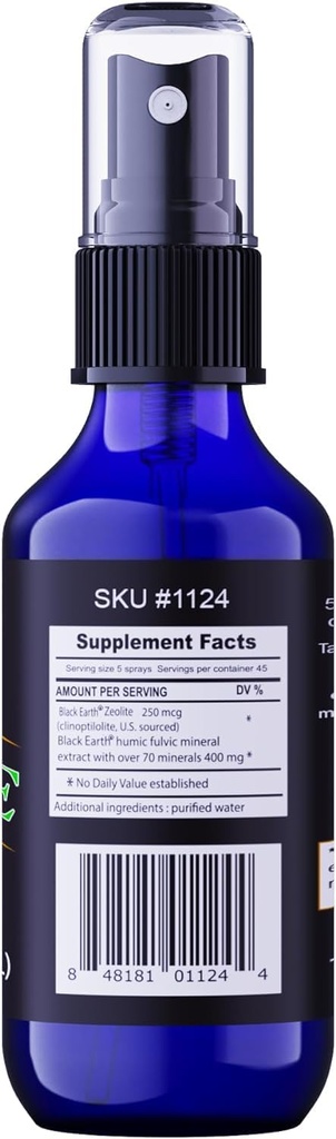 Black Earth Zeolite med Humic Fulvic Acid, Trace Minerals, for voksne og børn støtter Gut sundhed, immunforsvar, fordøjelse og eliminering og mere 1oz flydende pumpe spray supplement (2 Pack)