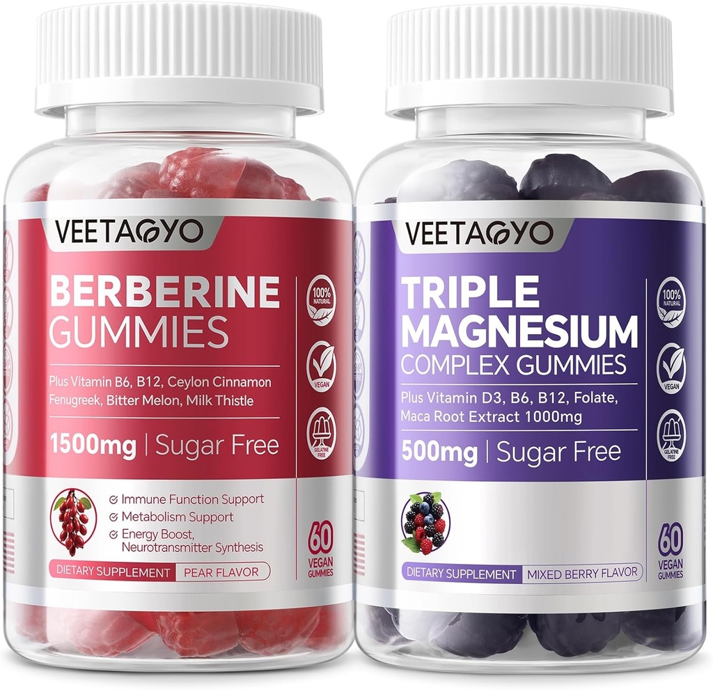 Berberine Gummies 120 Tæller + Magnesium Gummies 120 Tæller