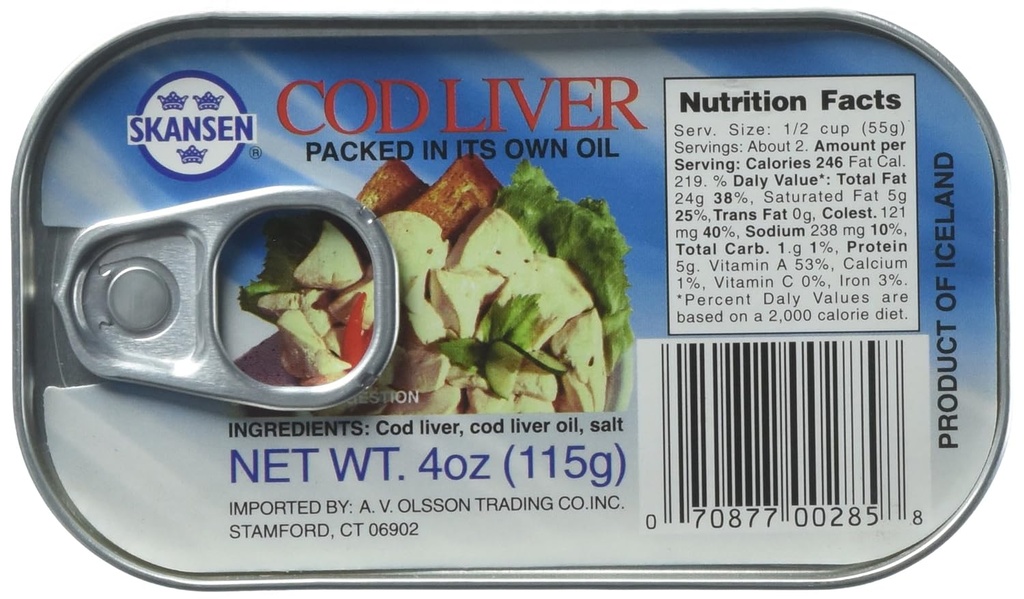 Skansen Cod Lever pakket i egen olie (115 g)