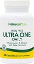 NaturePlus Ultra One daglig jernfri - 60 Fast- Fungerende kapsler - Multivitamin & Mineral med Beta Caroten - Vegan, Gluten Free - 60 Servering